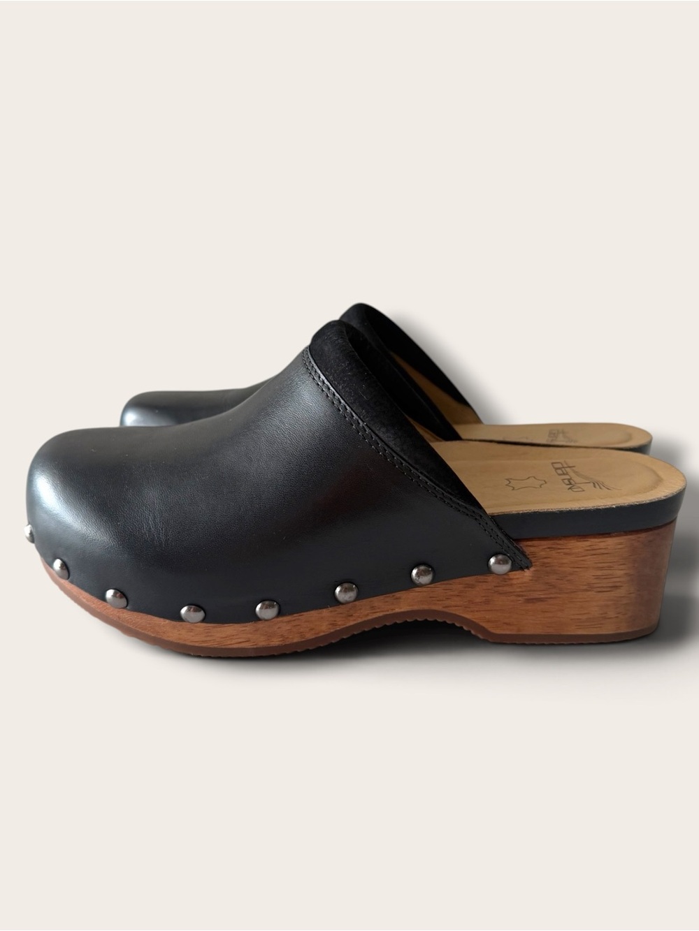 Dansko Andie Black Leather Studded Clogs Mules Heels 38 - Picture 4 of 12